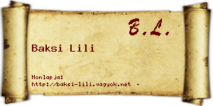 Baksi Lili névjegykártya